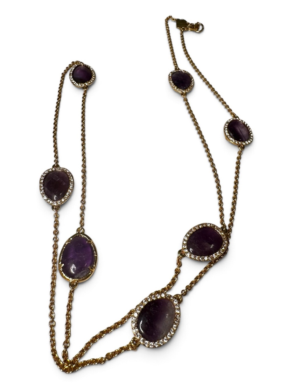 Lauren Ralph Lauren Purple Cabochon Rhinestone Long Station Necklace